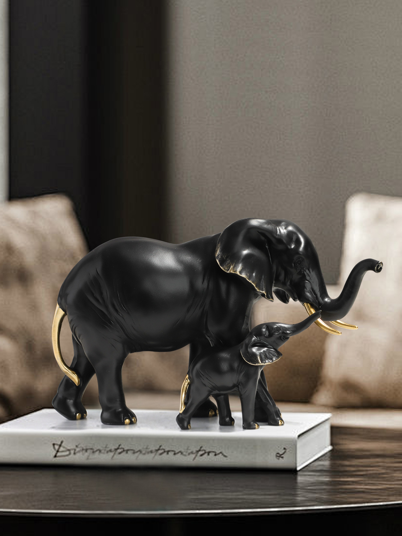 Kids Toys Elephant - Resin mother-and-child elephant sculpture, exquisite handicraft