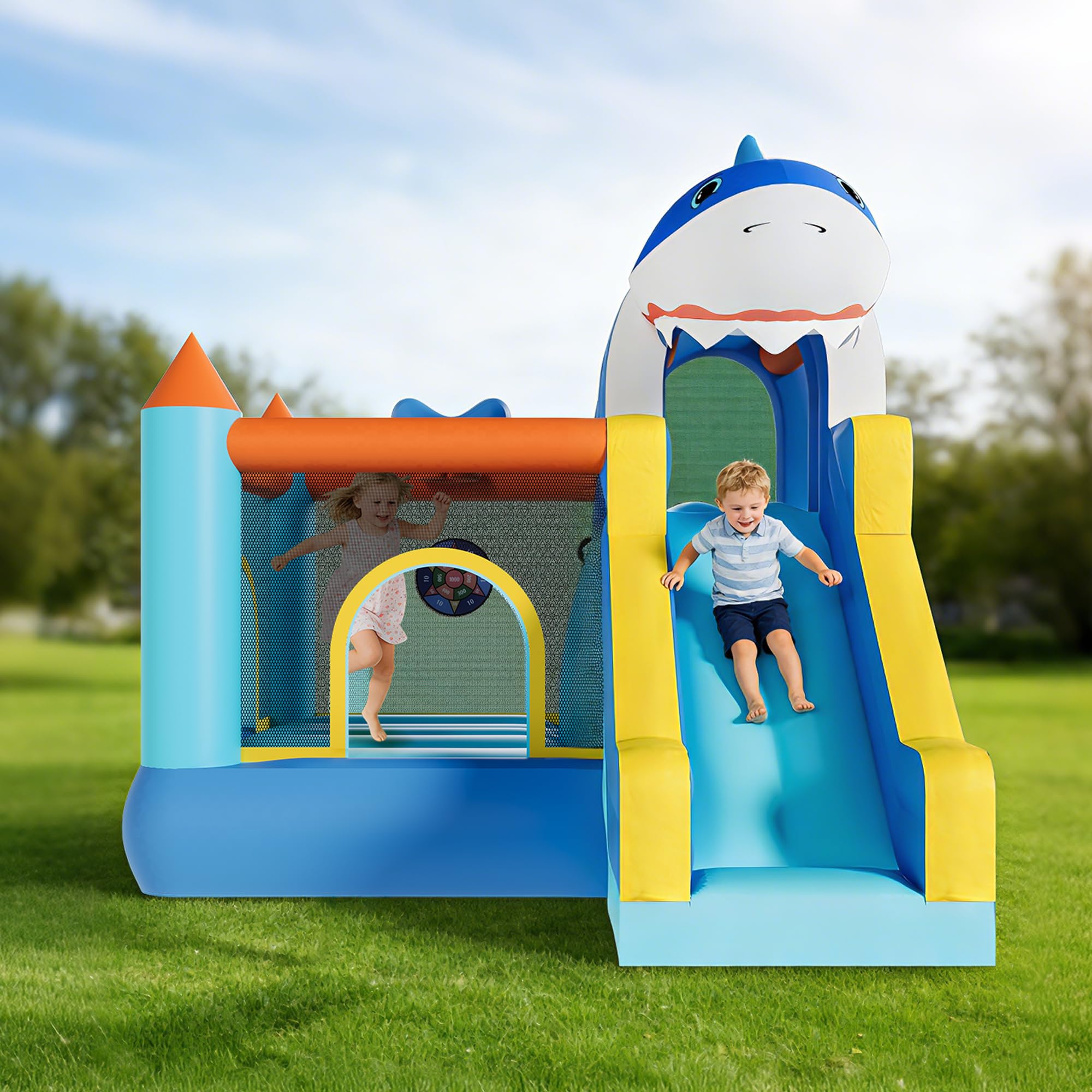 Basketball Hoop Kids Indoor - Inflatable Bounce House With Slide &