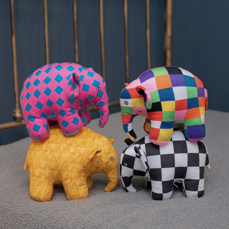 Kids Toys Elephant - Cartoon Anime Elmer The Elephant Figure