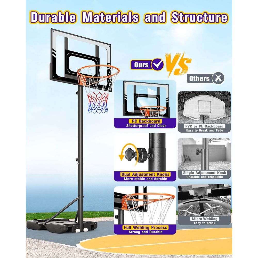 Portable Adjustable Height Bas - Basketball Hoop Kids Indoor recensie en prijs