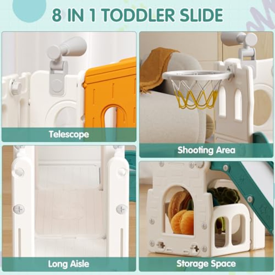 8 in 1 Toddler Slide Set Kid S - Basketball Hoop Kids Indoor recensie en prijs