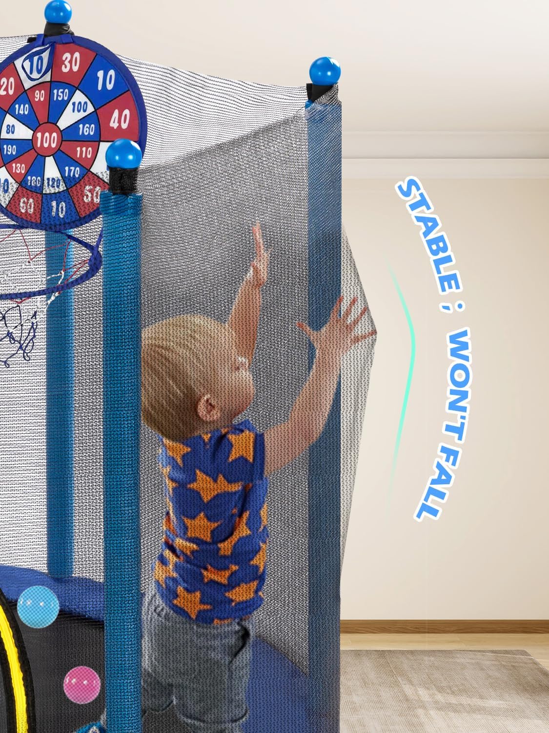 Blue 55IN 6FT Toddler Trampoli - Basketball Hoop Kids Indoor recensie en prijs