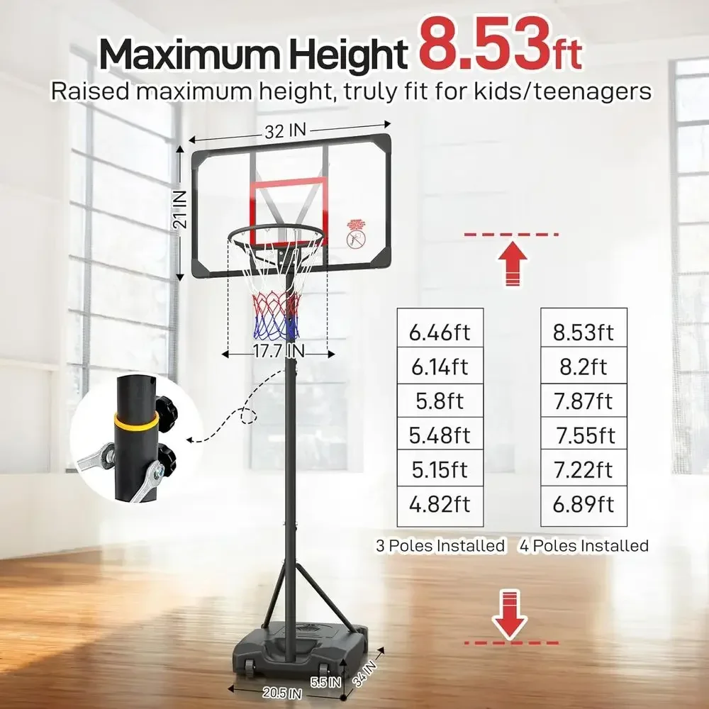 Adjustable Height Portable Bas - Basketball Hoop Kids Indoor recensie en prijs