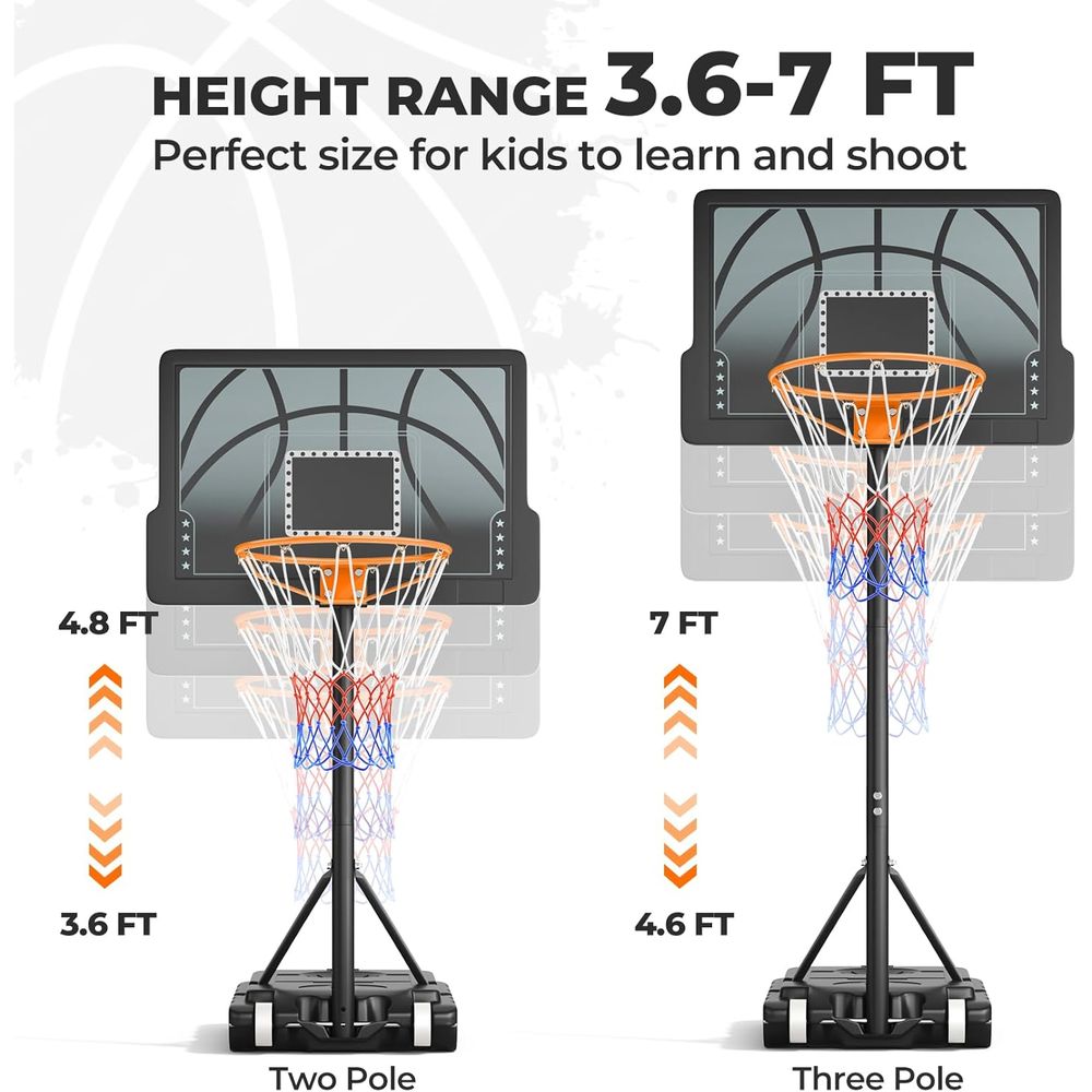 Adjustable Height Portable Bas - Basketball Hoop Kids Indoor recensie en prijs