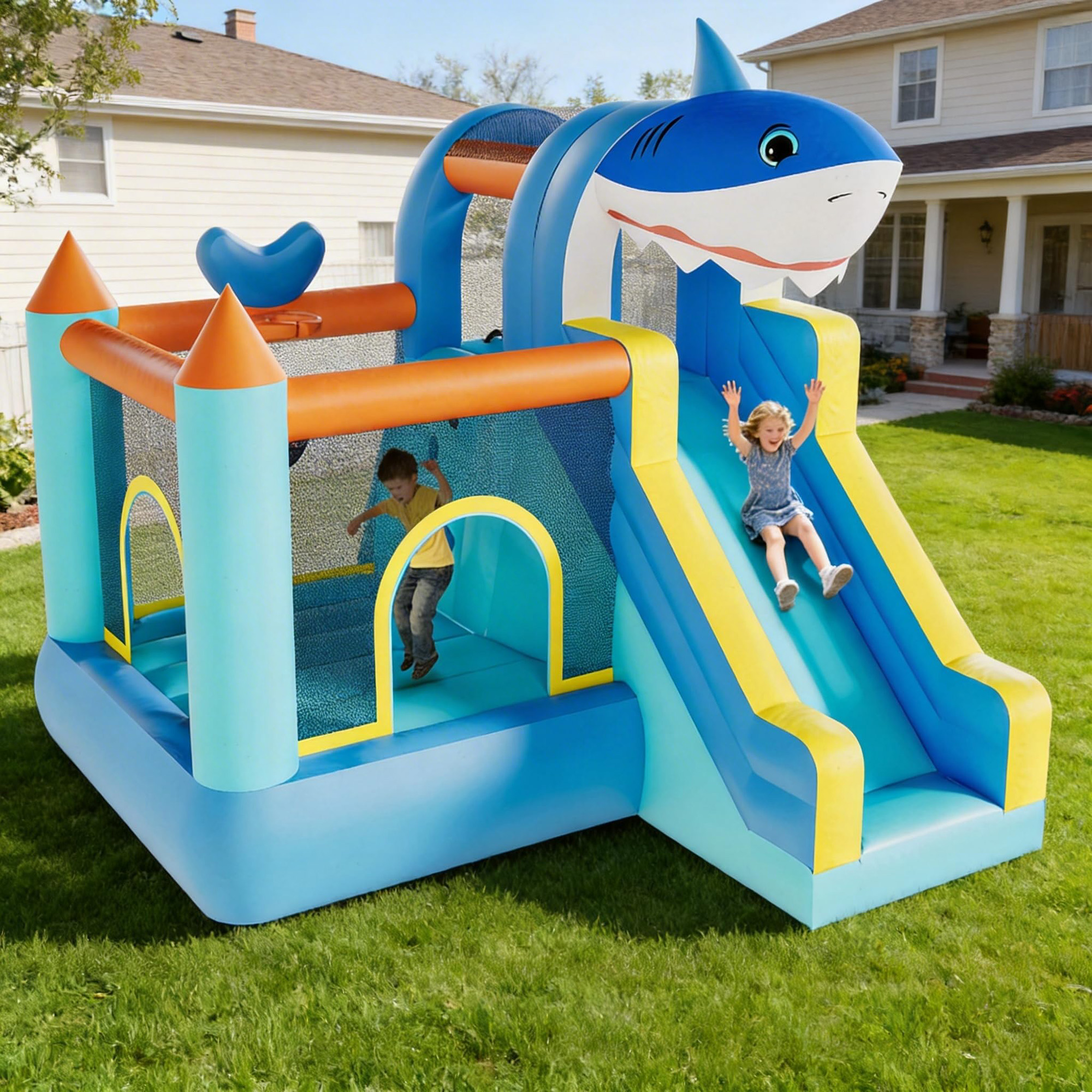 Inflatable Bounce House With S - Basketball Hoop Kids Indoor recensie en prijs